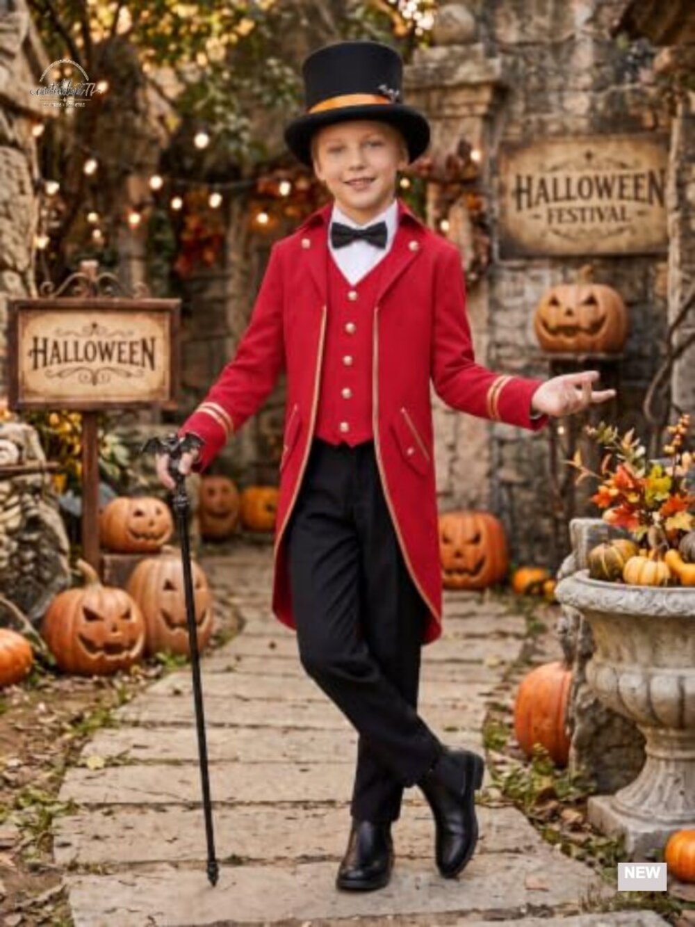 Boys Gothic Tailcoat Jacket Halloween Costume Victorian Steampunk Tailcoat - Picture 2 of 5